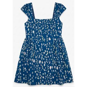 Scoop nyc womens large square neck skater dress blue floral linen cotton